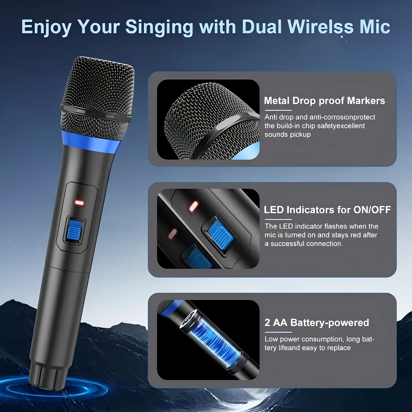 Hot-selling Model In 2025, with 2 Wireless Microphones, RGB Atmosphere Lighting, BT Speaker, Support USB/TF/AUX, Portable, Portable Speaker, Home, Outdoor, Holiday Gift, JYX Brand.