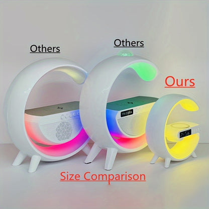 Wireless Speakers with Wireless Fast Charging, Bar Smart Light, Sunrise Alarm Clock, Wake Up Light for Bedrooms, Energize Your Mornings: Smart RGB Speaker Lamp with Sunrise Alarm & Fast Wireless Charging -