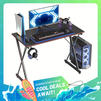 Gaming Desk 32 Inch PC Computer Desk, Home Office Desk Table Gamer Workstation, Simple Game Table, Black