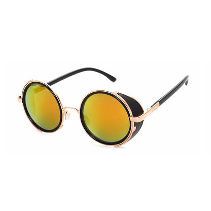Retro Steampunk Sunglasses Men Women Round Metal Shields Sun Glasses Brand Designer Fashion Eyewear Mirror Lens UV400