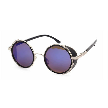 Retro Steampunk Sunglasses Men Women Round Metal Shields Sun Glasses Brand Designer Fashion Eyewear Mirror Lens UV400