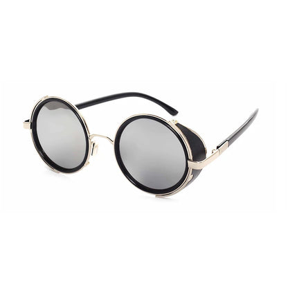 Retro Steampunk Sunglasses Men Women Round Metal Shields Sun Glasses Brand Designer Fashion Eyewear Mirror Lens UV400