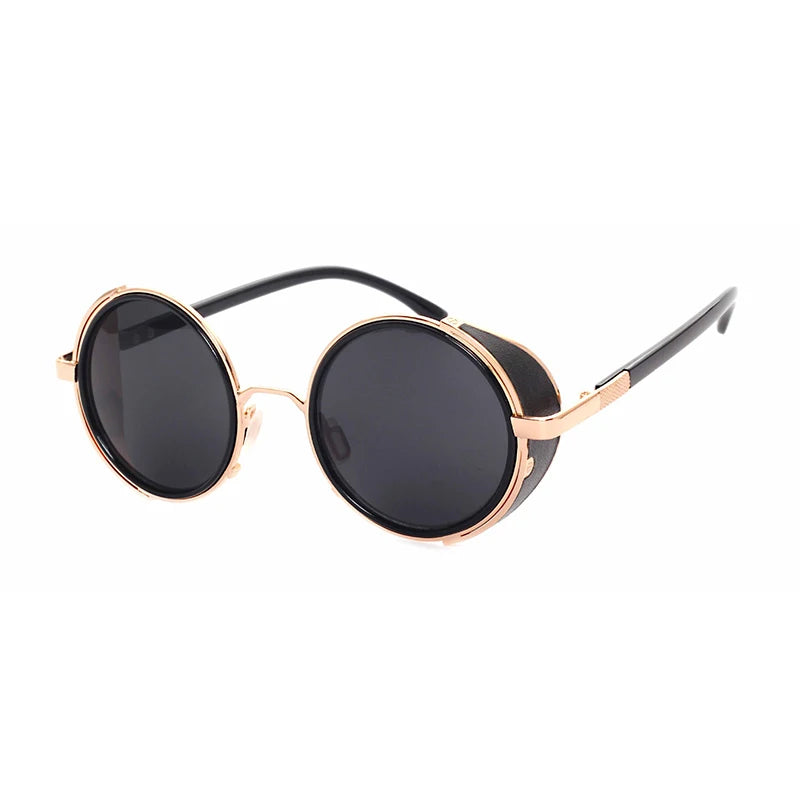 Retro Steampunk Sunglasses Men Women Round Metal Shields Sun Glasses Brand Designer Fashion Eyewear Mirror Lens UV400