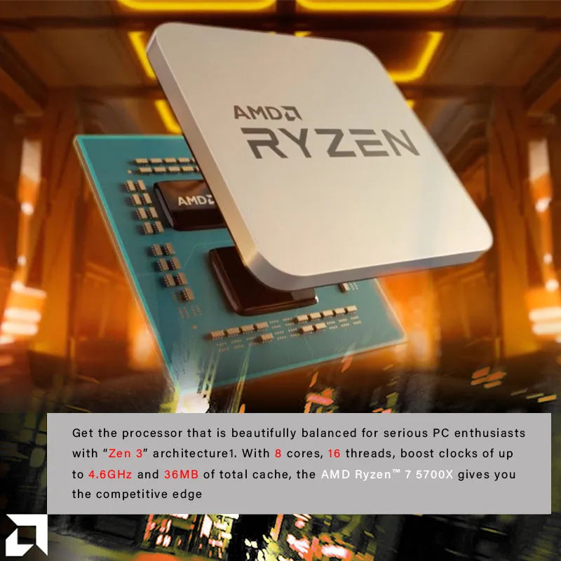 AMD New Ryzen 7 5700X R7 5700X 3.4GHz 8 Core 16 Thread CPU Processor 7NM L3=32M Socket AMD AM4 Gaming processador процессор
