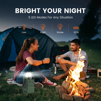 200W Power Bank 192Wh Lifepo4 Battery 60000mAh Solar Generator for Camping Portable Power Station