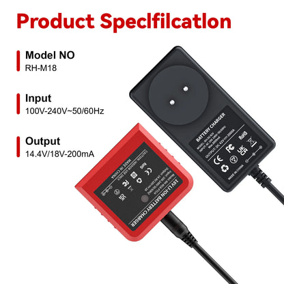 For Milwaukee M18 Battery Charger 18V Replacement For Milwaukee M18B5 XC Li-ion battery 48-11-1815 48-11-1850 2604-22 2604-20