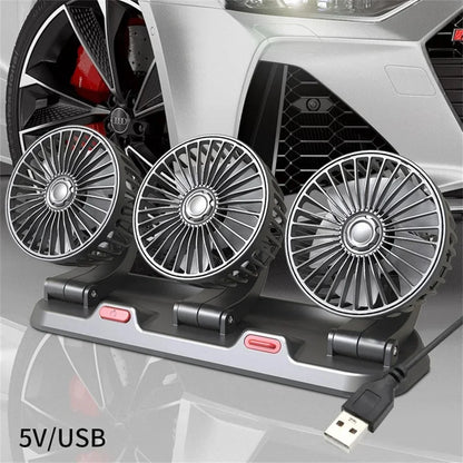 Car Fan 360° Adjustable 3 Head Air Fan Automotive Electric Fan USB/12V/24V Fan 2 Speed ​​Smart Silent Fan For Home Desk Office&amp;Car
