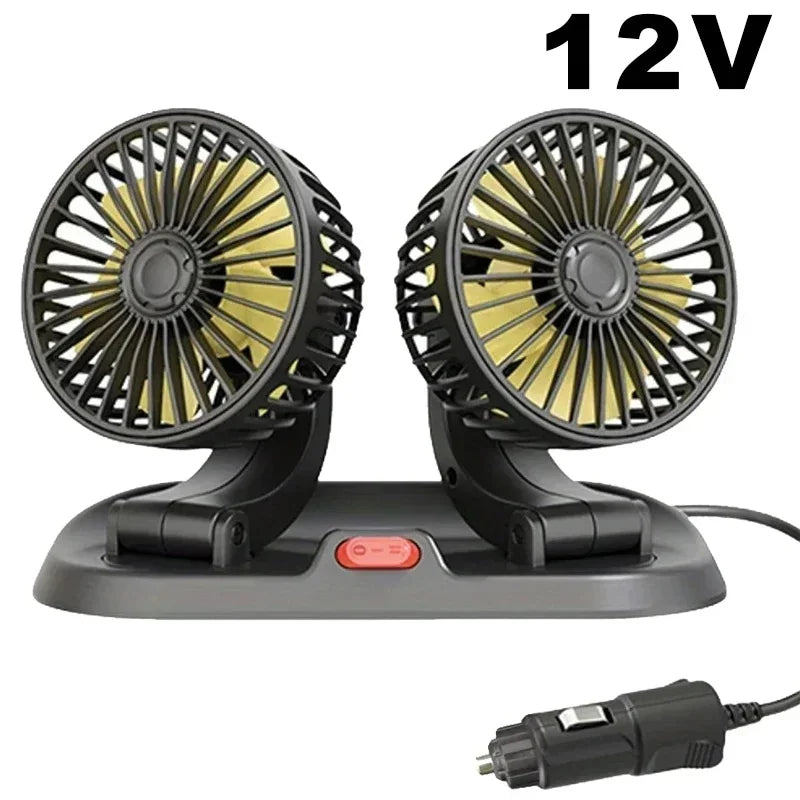 Car Fan 360° Adjustable 3 Head Air Fan Automotive Electric Fan USB/12V/24V Fan 2 Speed ​​Smart Silent Fan For Home Desk Office&amp;Car