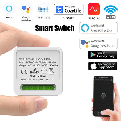 Wifi Smart Switch DIY Light Mini Switches 2 Way Control Wireless Smart Home Breaker With Alexa Google Home