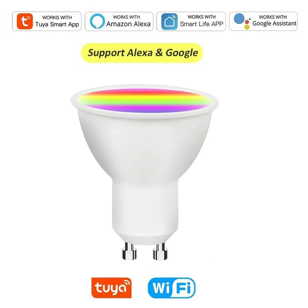 RGB LED Light Bulb 9W GU10 Graffiti  Smart Bluetooth or WIFI Bedroom Lamp Bulbs Adjustable Light