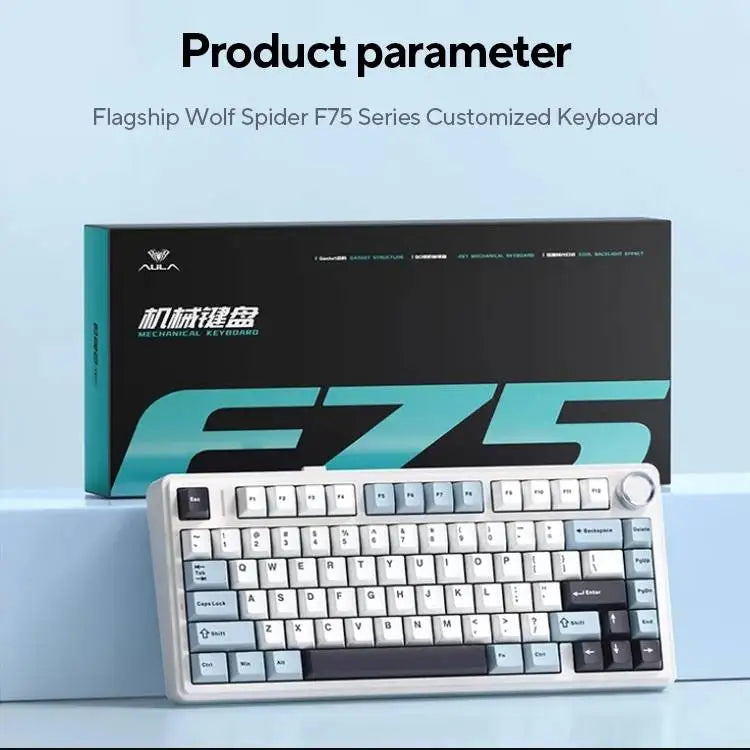 AULA F75 2.4G Wireless/Bluetooth/Wired Gaming Mechanical Keyboard RGB Customized 75% Layout OEM Profile Gasket Structure