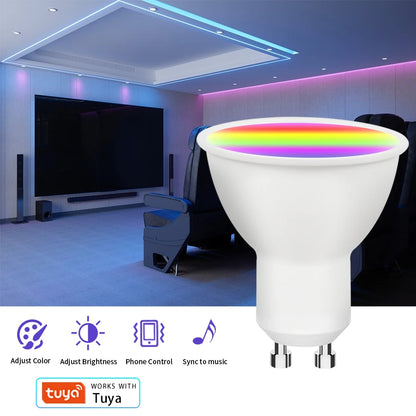 RGB LED Light Bulb 9W GU10 Graffiti  Smart Bluetooth or WIFI Bedroom Lamp Bulbs Adjustable Light