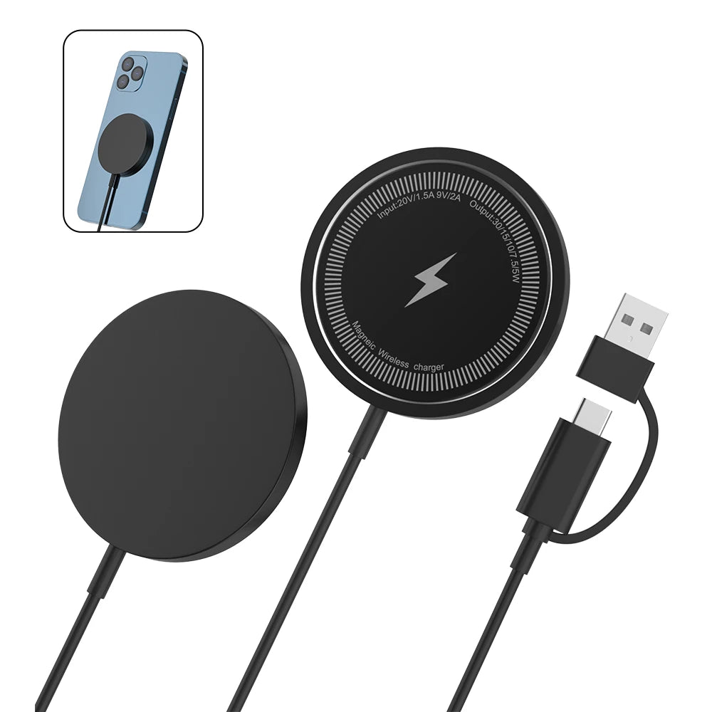 Magnetic 30W Wireless Charger Fast Charging Pad Stand for iPhone 15 14 13 12Pro Max Airpods PD USB A Phone Chargers Dock Station