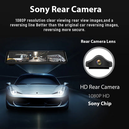 ACCEO 4K WIFI Dashcam 12Inch Car DVR RearView Mirror Recorder Dash Cam Support 1080P Sony Black Box Rear View Camera Acesssories