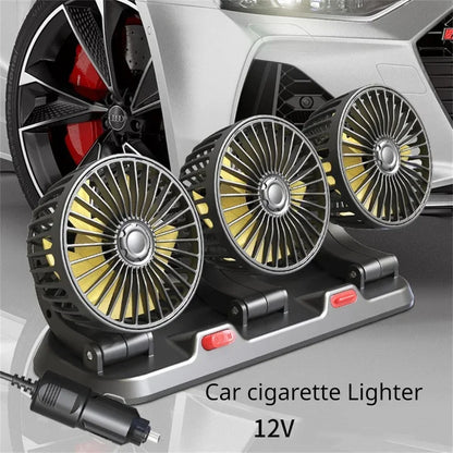 Car Fan 360° Adjustable 3 Head Air Fan Automotive Electric Fan USB/12V/24V Fan 2 Speed ​​Smart Silent Fan For Home Desk Office&amp;Car