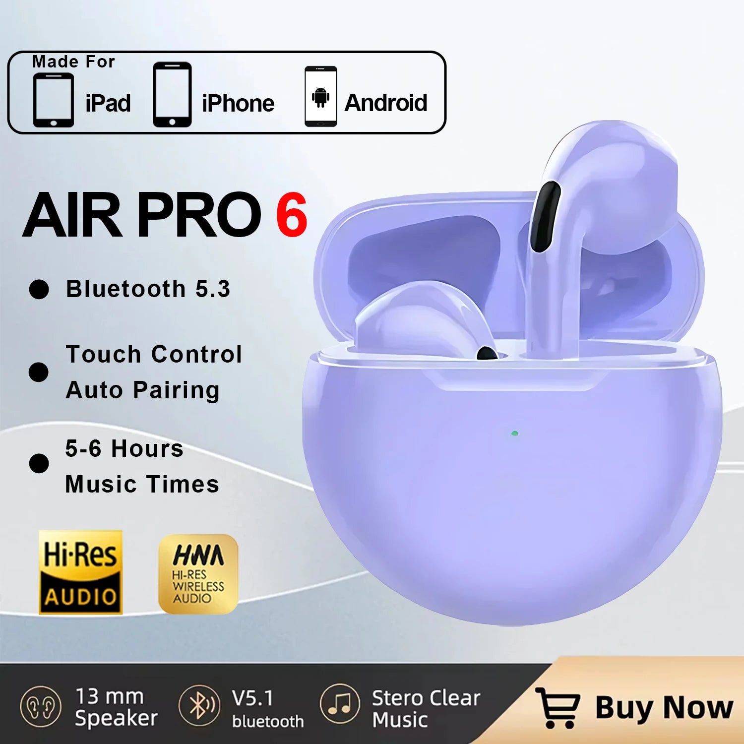 New Air Pro 6 TWS Wireless Headphones With Mic Fone Bluetooth Earphone Sport Running Headset For Apple iPhone Xiaomi Pro6 Earbud