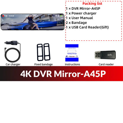 ACCEO 4K WIFI Dashcam 12Inch Car DVR RearView Mirror Recorder Dash Cam Support 1080P Sony Black Box Rear View Camera Acesssories