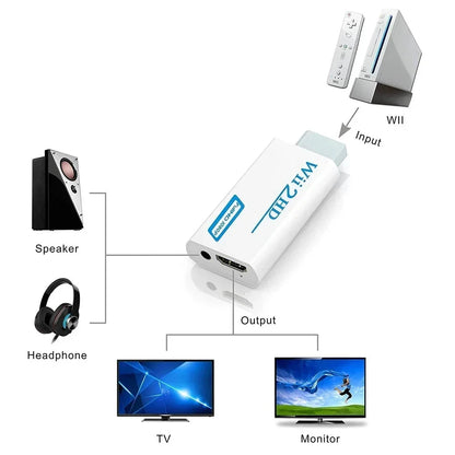1080P Full HD Wii To HDMI-Compatible Converter Adapter 3.5mm Jack Audio Video Cable Adapter 720P For Laptop HDTV Monitor Display