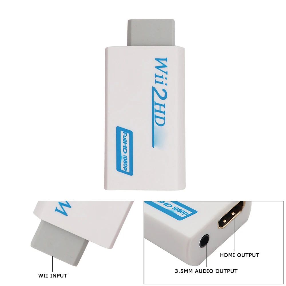 1080P Full HD Wii To HDMI-Compatible Converter Adapter 3.5mm Jack Audio Video Cable Adapter 720P For Laptop HDTV Monitor Display