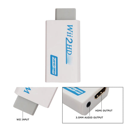 1080P Full HD Wii To HDMI-Compatible Converter Adapter 3.5mm Jack Audio Video Cable Adapter 720P For Laptop HDTV Monitor Display