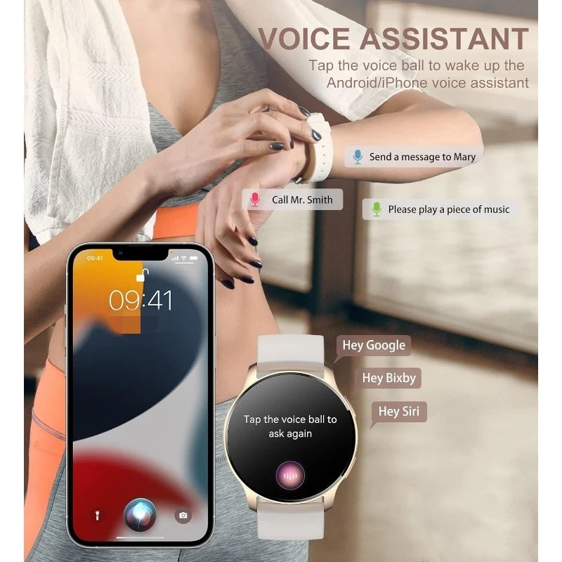 Women's Smartwatch – 1.32" HD Display, Call Answer/Dial, Waterproof Fitness Tracker for Android &amp; iOS