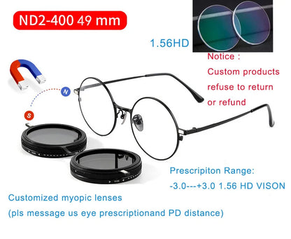 Customized  Magnetic Myopia  Clip on ND9 adjustable dimming sunglasses