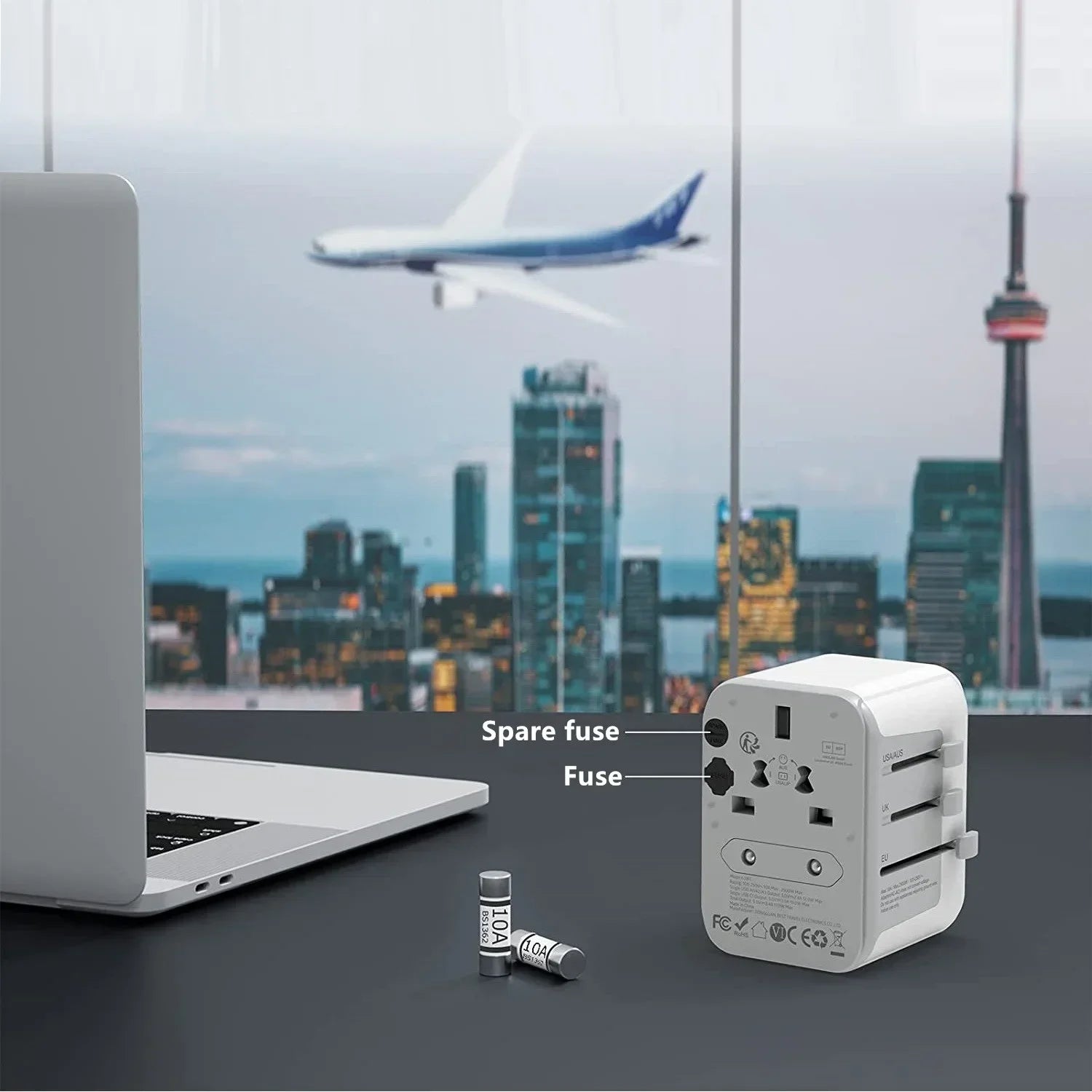 TESSAN Universal Travel Adapter with USB Port and Type C, Worldwide Power Adapter EU/UK/USA/AUS Plug for International Travel