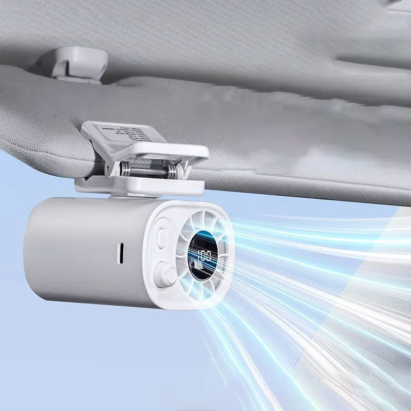 Hipacool Portable Car Clip Fan 360° Rotatable 100 Speed Wind 12V USB Rechargeable Electric Fan Low Noise Mini Fan Clamp Anywhere