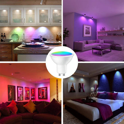 RGB LED Light Bulb 9W GU10 Graffiti  Smart Bluetooth or WIFI Bedroom Lamp Bulbs Adjustable Light