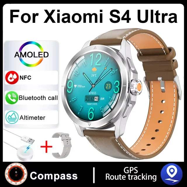 S4 Ultra For Xiaomi Smart Bracelet Men Watch AMOLED HD Screen Bluetooth Call GPS Trajectory NFC Heart Rate Compass SmartWatches