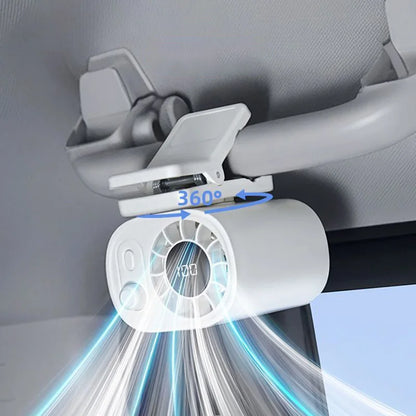 Hipacool Portable Car Clip Fan 360° Rotatable 100 Speed Wind 12V USB Rechargeable Electric Fan Low Noise Mini Fan Clamp Anywhere