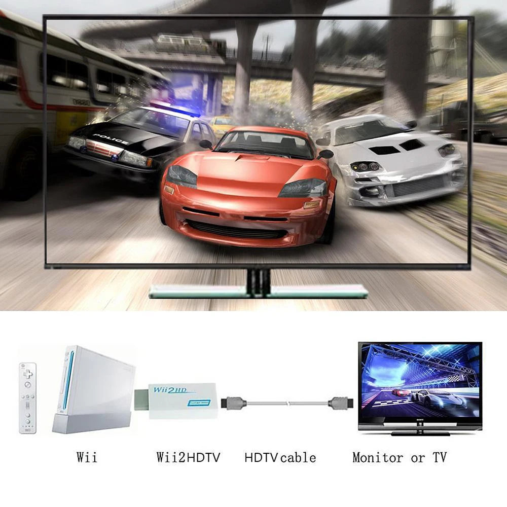 1080P Full HD Wii To HDMI-Compatible Converter Adapter 3.5mm Jack Audio Video Cable Adapter 720P For Laptop HDTV Monitor Display