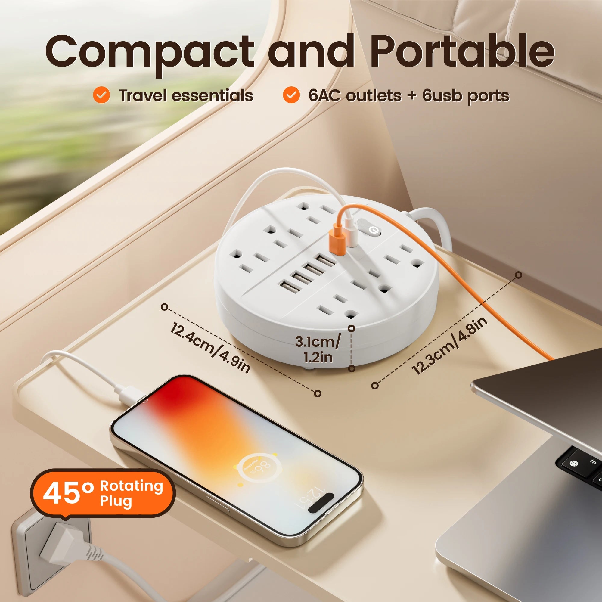 US Power strip Surge protection and control switches. 6 AC outlets and 6 USB ports (2 TYPE-C ports) 5 ft/10 ft cord optional