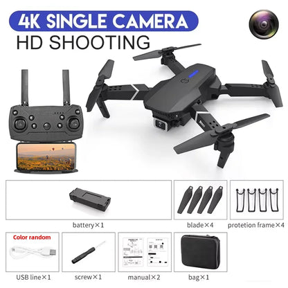 2023 E88 Pro WIFI FPV Drone Wide Angle HD 4K Camera Quadcopter Height Hold RC Foldable Dron Toys Gift