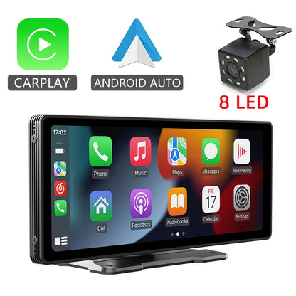 Hippcron 10.26” CarPlay Android Auto Car Radio Multimedia Video Player IPS Touch Screen With AUX USB Support Rearview Camera