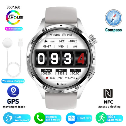 For HUAWEI GT5 Pro GPS NFC Smart Watch Men 360*360 AMOLED Screen Heart rate Bluetooth Call IP67 Waterproof Man Smartwatch 2024