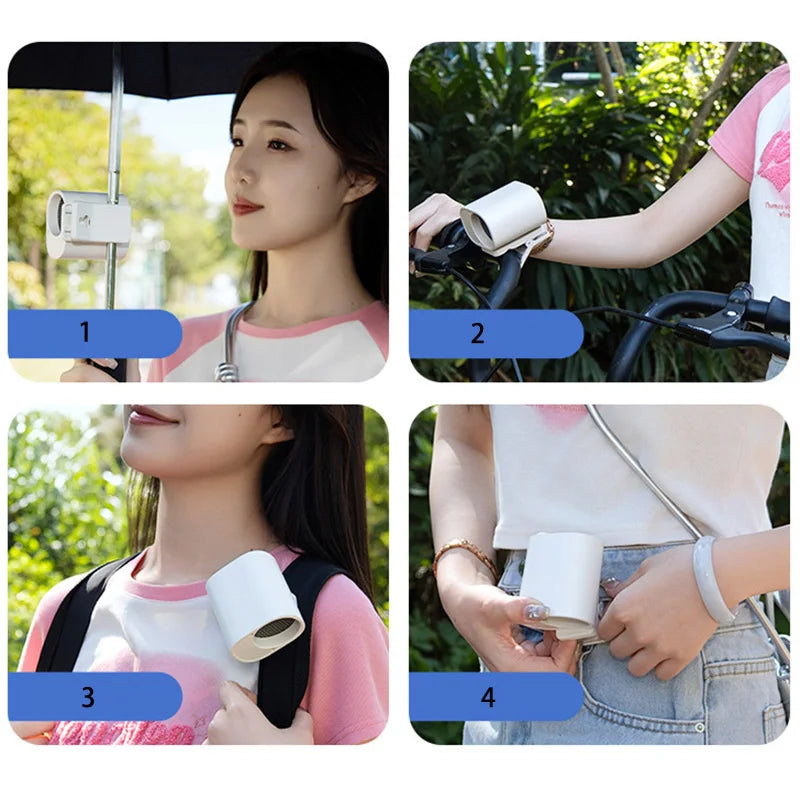 Hipacool Portable Car Clip Fan 360° Rotatable 100 Speed Wind 12V USB Rechargeable Electric Fan Low Noise Mini Fan Clamp Anywhere
