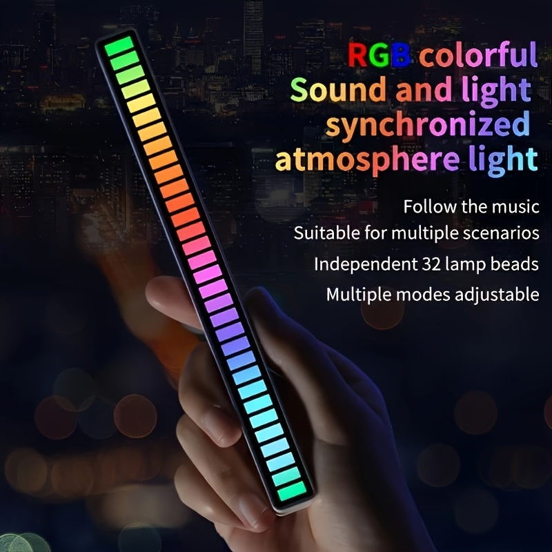[2-Pack] RGB Music Level Indicator Light Bars - 32 Bit Sound Reactive USB LED for Gaming, Car, TikTok &amp; Streaming - Double The Light, Better Value