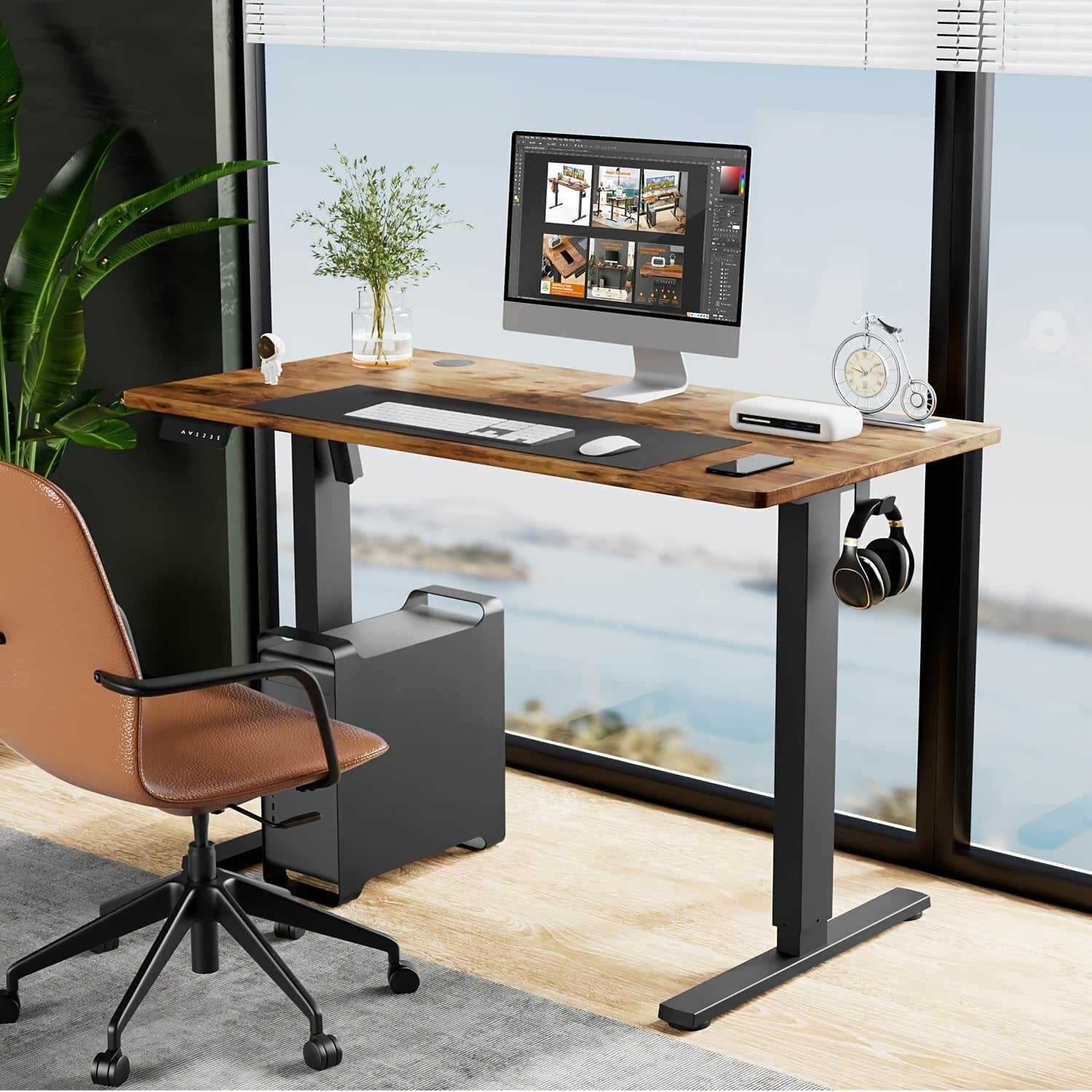 Adjustable Height Standing Desk -40/48/55/63 Inches Electric Sit Stand Up Desk with Ergonomic Design for Home Office, Cafes, Catering, Event Holding, 4 Colors, Gaming Desk Workstation Lift Rising Desk