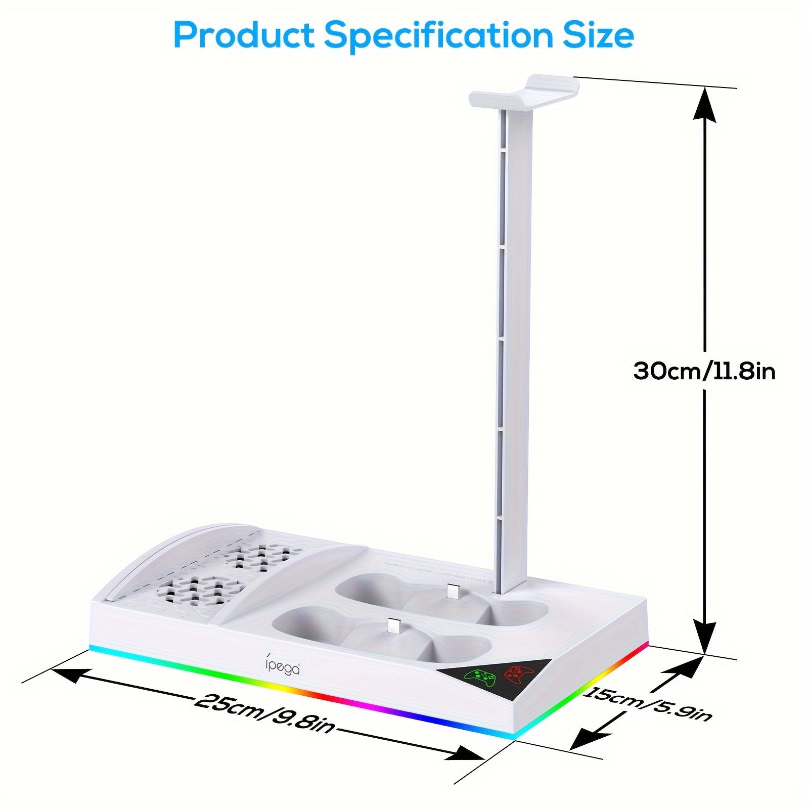 Upgrade RGB Cooling Fan Stand for Xbox Series S Console - 15 Colorful Lights, Dual Controller Charging Station & Cooler Base System - For Xbox Series S - With 2 * 1400mAh Rechargeable Battery - Perfect Gift for Gamers