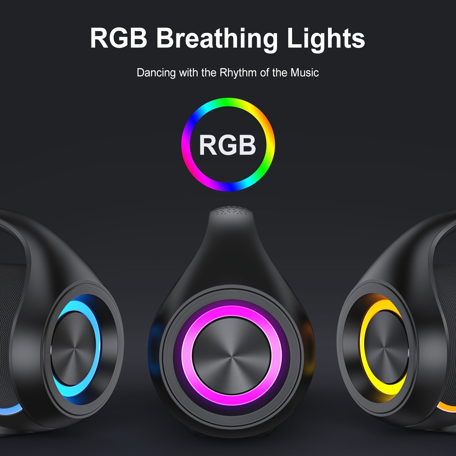 JYX D20 Portable Outdoor Wireless Bass Speaker - 3D Surround Sound, Wireless Stereo Wireless Speaker with Dazzling RGB Light, Powerful Deep Bass for Party, Gaming, Music - USB Rechargeable, 36V or Below, for Computers, Smartp