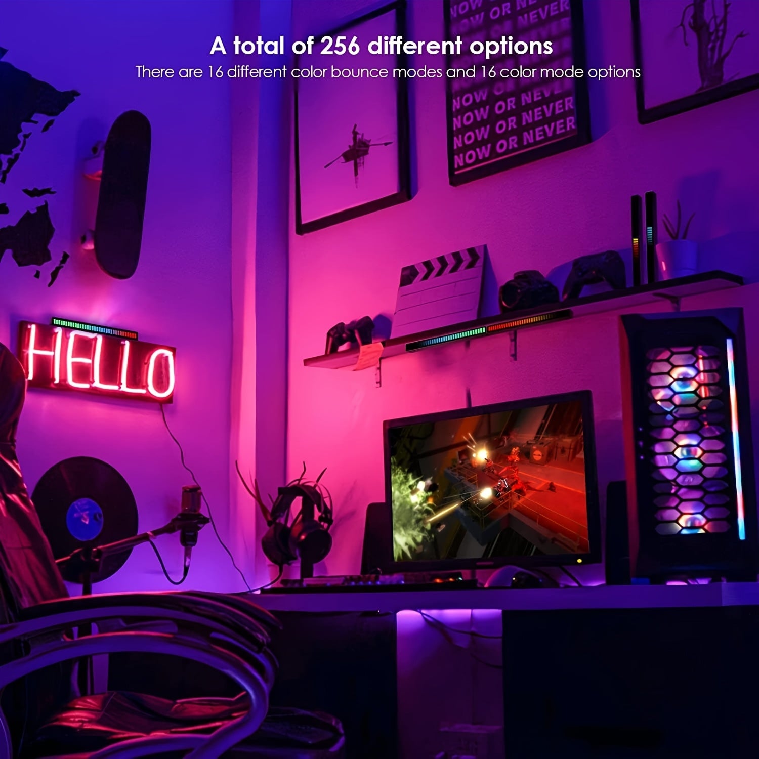 [2-Pack] RGB Music Level Indicator Light Bars - 32 Bit Sound Reactive USB LED for Gaming, Car, TikTok &amp; Streaming - Double The Light, Better Value