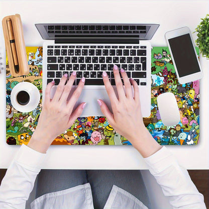 1pc Extra Large Gaming and Office Desk Mat - Stitched Edges, Non-Slip Waterproof Base, Smooth Surface - Extra Wide Mouse Pad for PC, Computer, Home Office - Large Mousepad with Anti-Slip Rubber Base - Compatible with Keyboard