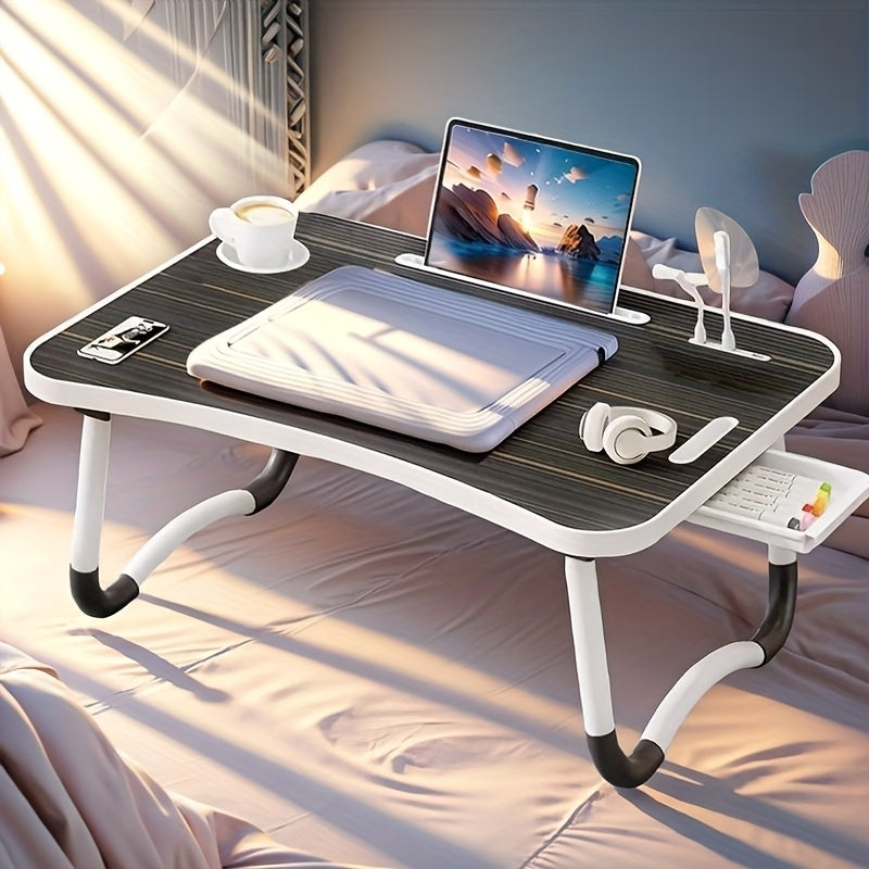 Ultra Large Portable Laptop Desk - Heavy-Duty Foldable computer table with Cup Holder, Built-in Drawer, USB Ports - Space-Saving Bed, Sofa, Floor Desk - Compatible with Laptop, Tablet, Books - Ideal for Home Office, Dorm, RV,