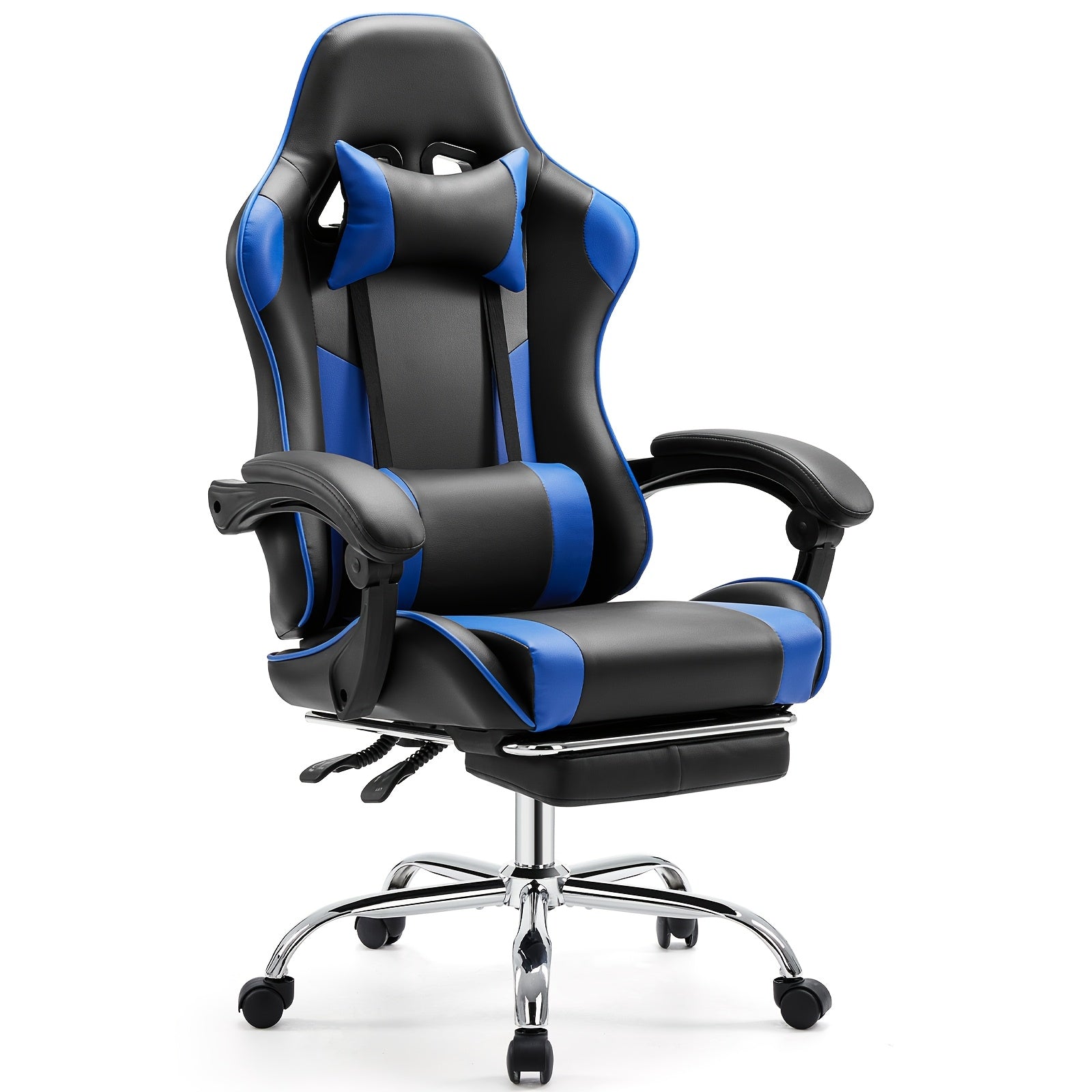 Video Game Desk Chair - Ergonomic Computer With Footrest And Comfy Lumbar Support, Recliner With Headrest, Fixed Up Armrest