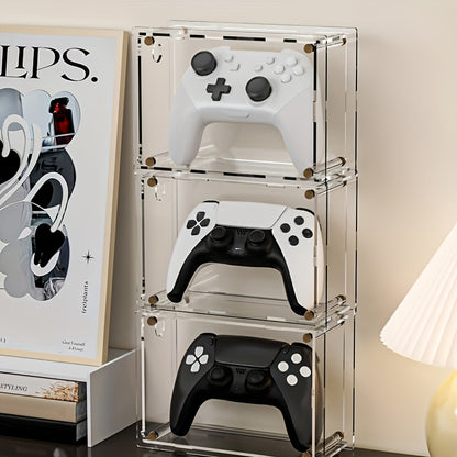 Acrylic Game Controller Stand &amp; Display - Transparent Organizer for Desktop and Bedroom Storage, Compatible with Switch, Switch OLED, and More, Game Storage Organizer