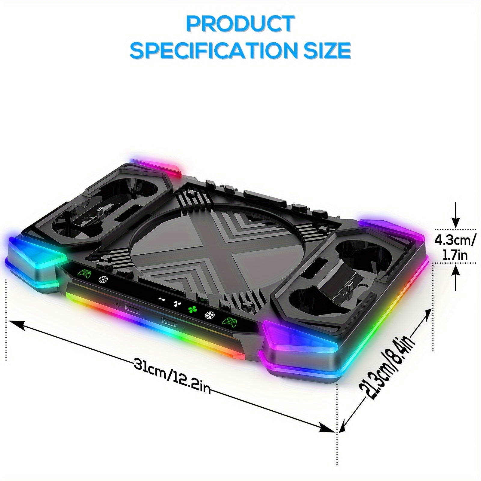 Cooling Stand Charging Station For Xbox Series X Console And Controller, Cooling Fan Charger Dock Accessory For Xbox Series X With 11 RGB Lighting Modes, Game Storage