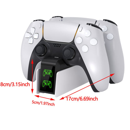 PS5 Dualsense Controller Charger Station with Fast Charging (Over-Charge/Short-Circuit Protection, Smart Chip) - Dual Stand Organizer Dock, LED Lighting - Compatible with PS5 Dualsense Controllers - Birthday/Holiday/Halloween