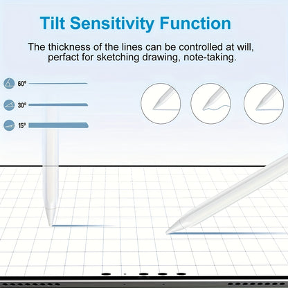 Stylus Pen for iPad with Palm Rejection & Tilt Sensing, Fast Charging, Compatible with iPad 6-10, Pro 12.9/11", Air 3/4/5, Mini 5/6 - White, Tool, Streamlined Accessory, Sleek Design, Modern Material, Functional Design