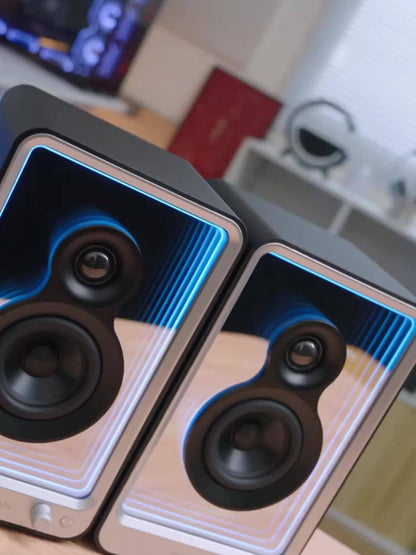 BESTISAN SR15 BT Bookshelf Home Speakers, Active Stereo Speakers for TV/Record Player with Subwoofer Out and Light Effects, Turntable Speakers with Optical/ARC/RCA Inputs for PC and TVs